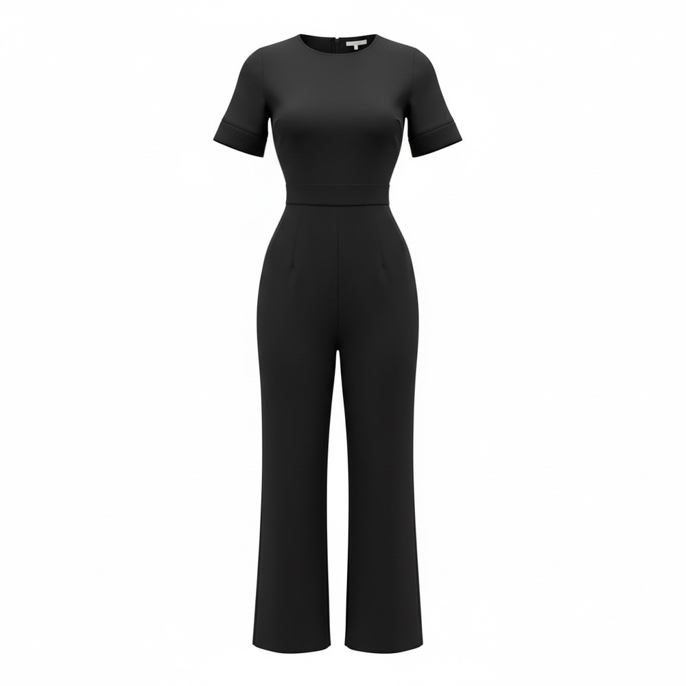 PRISCAVera Elegant Black Short-Sleeve Jumpsuit